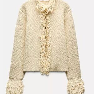 Zara Cream Textured Jacket